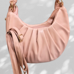 Knotted Soft Crescent Shoulder Bag-Dull pink