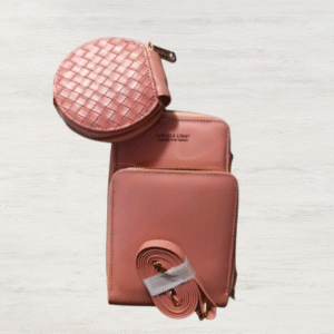 3-in-1 Stylish Dull Pink Crossbody Bag Set CB-001